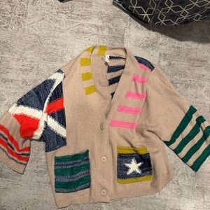 Anthropologie Multicolor Patchwork Cardigan